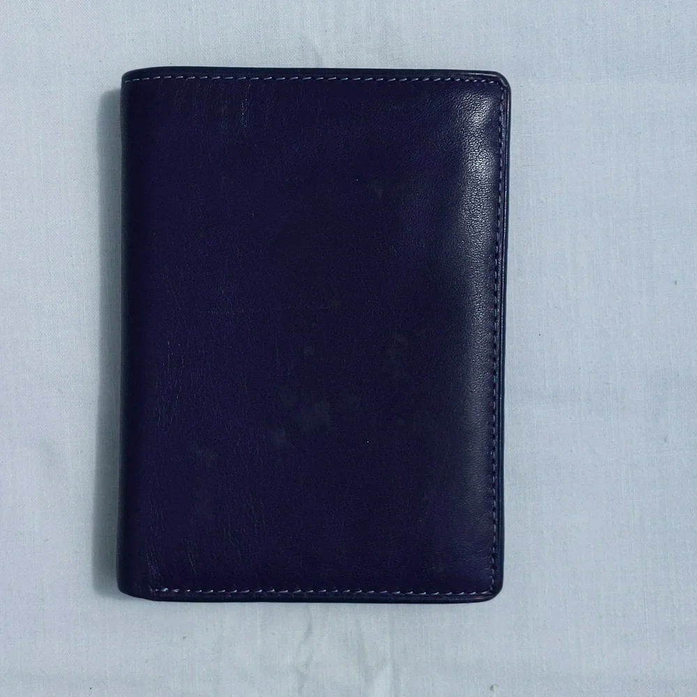 Vera Pelle Purple Multicolor Tri-fold Wallet - Picture 3 of 11